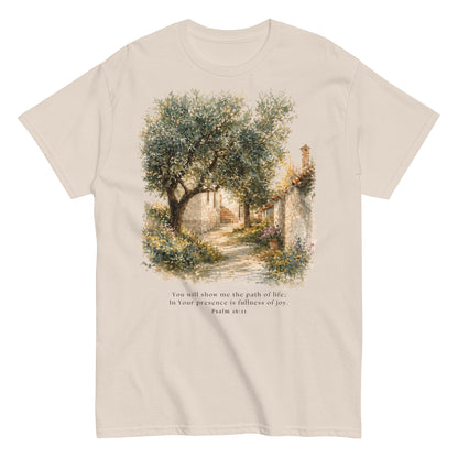 Path of Life - Mediterranean Women's T-Shirt - Bible Verse from Psalm 16:11