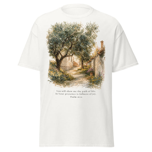 Path of Life - Mediterranean Women's T-Shirt - Bible Verse from Psalm 16:11