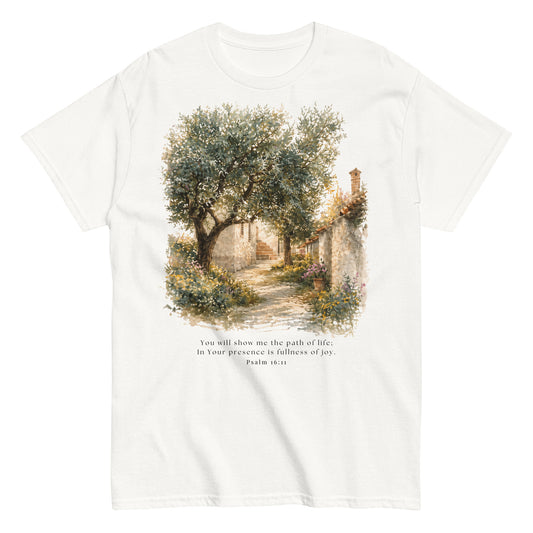 Path of Life – mediterranian women T-Shirt – Psalm 16:11