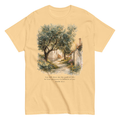 Path of Life - Mediterranean Women's T-Shirt - Bible Verse from Psalm 16:11