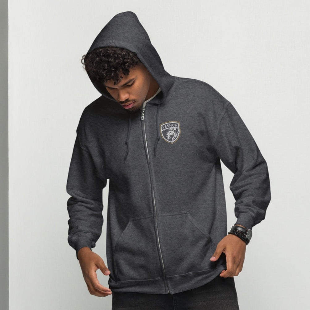 Shield of Faith – Yeshua – Embroidered Heavy Blend Zip Hoodie – Unisex