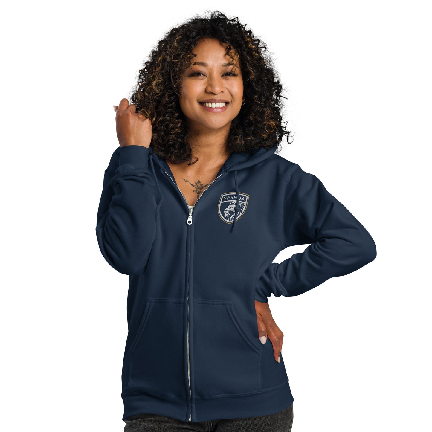 Shield of Faith – Yeshua – Embroidered Heavy Blend Zip Hoodie – Unisex