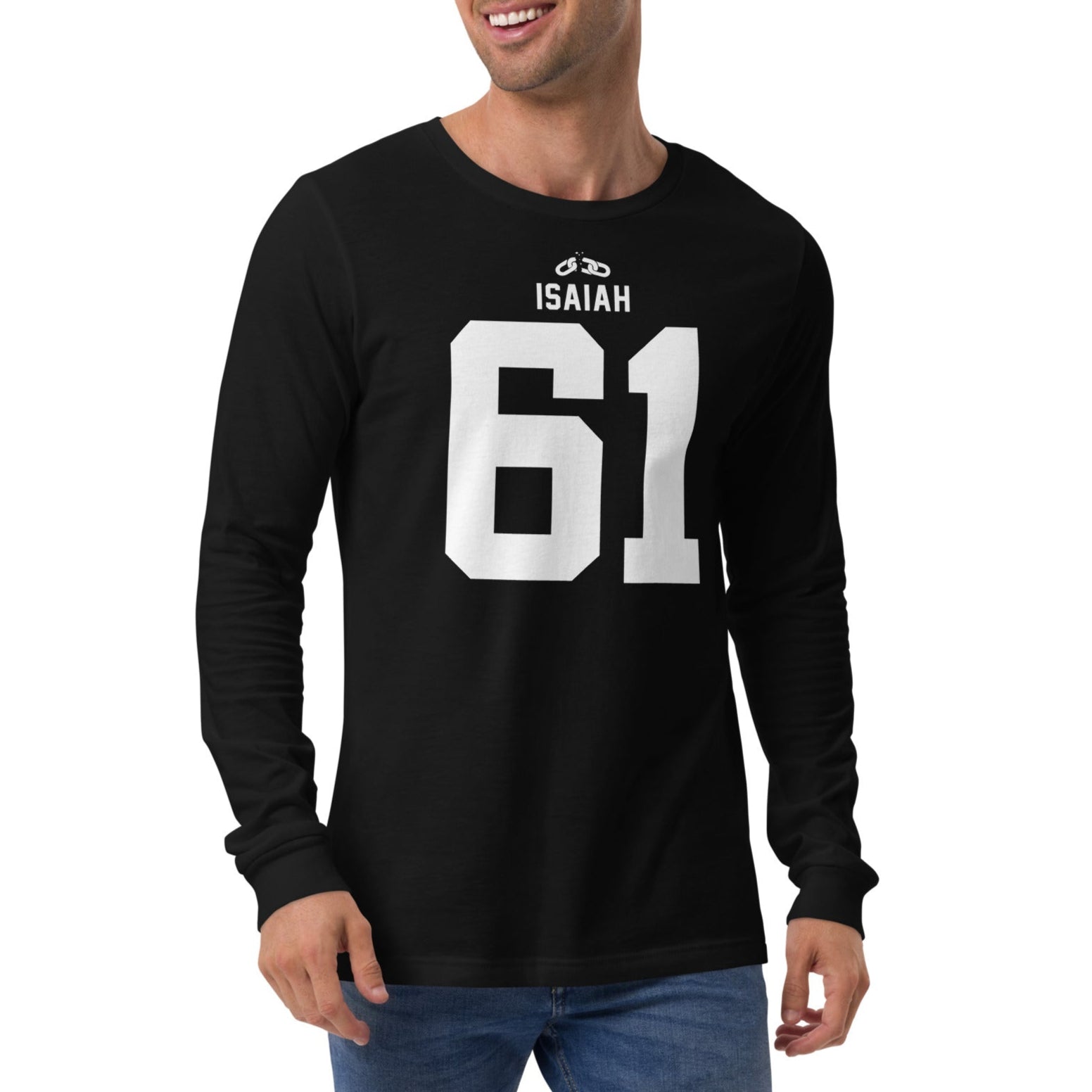 ISAIAH 61 – Am. Football Jersey Style – Long Sleeve Unisex T-Shirt