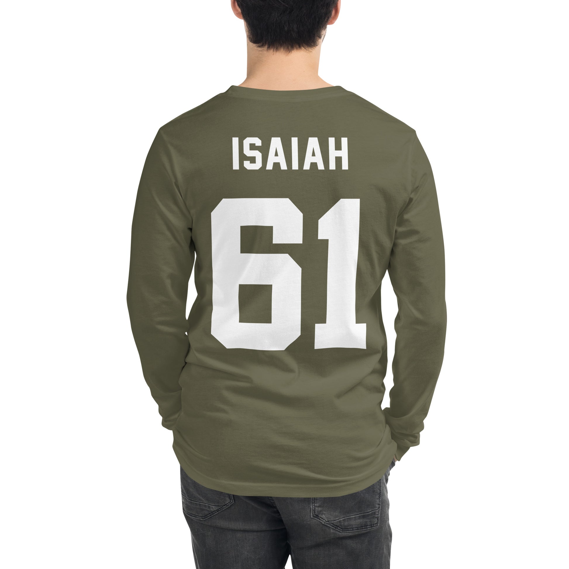 ISAIAH 61 – Am. Football Jersey Style – Long Sleeve Unisex T-Shirt