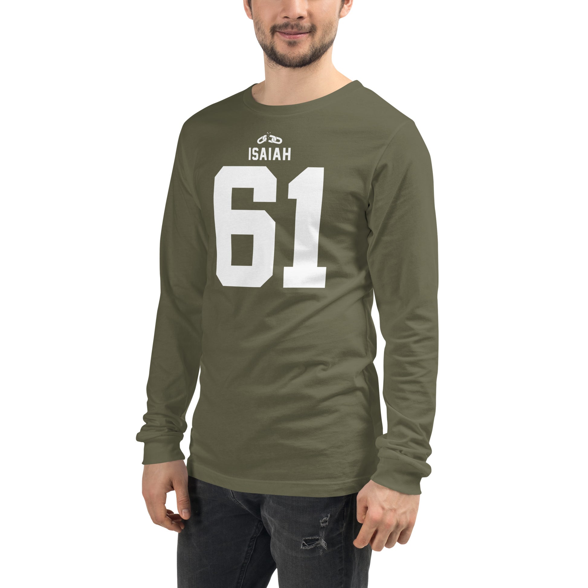 ISAIAH 61 – Am. Football Jersey Style – Long Sleeve Unisex T-Shirt