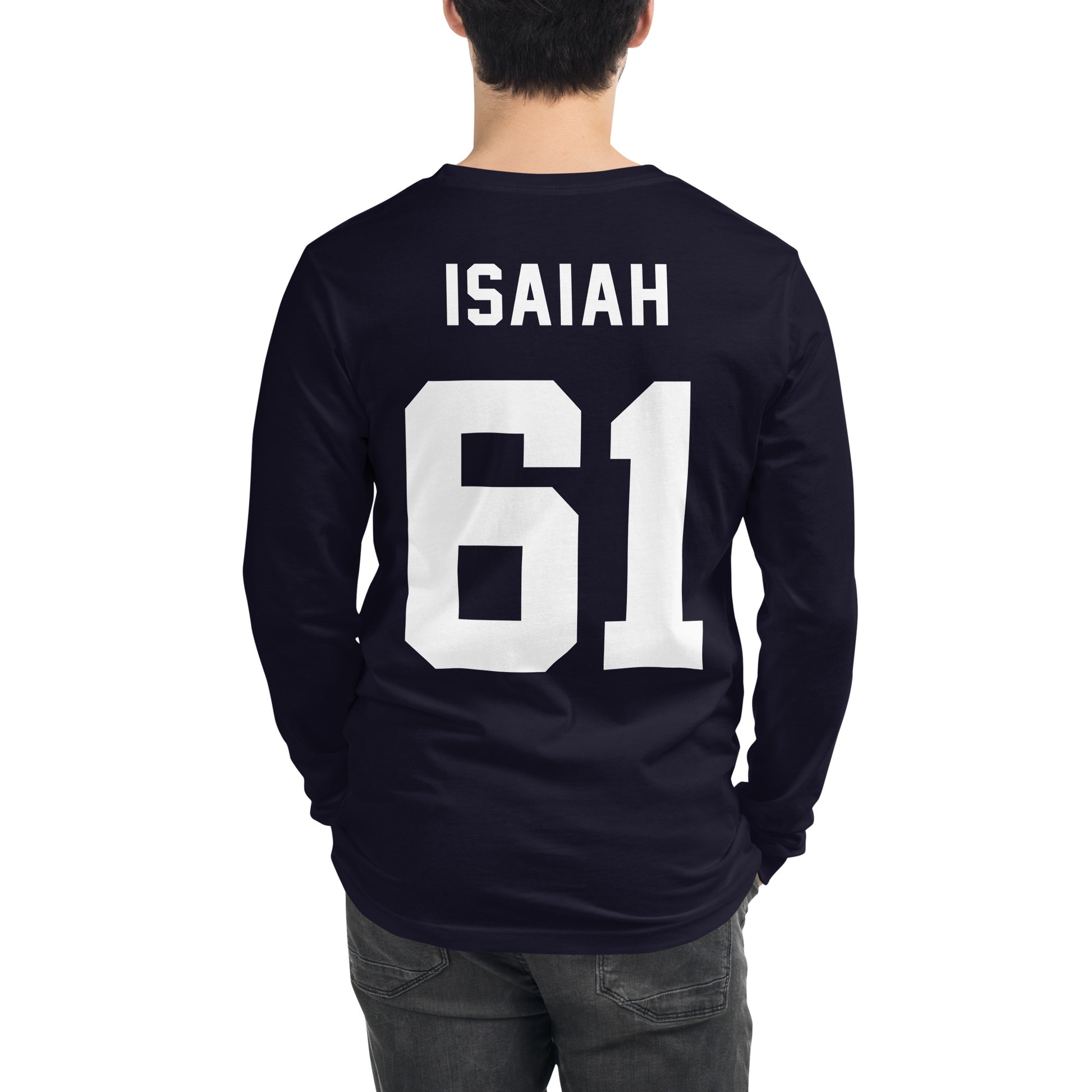 ISAIAH 61 – Am. Football Jersey Style – Long Sleeve Unisex T-Shirt