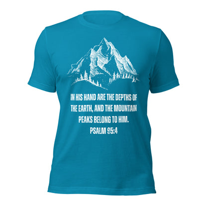 In Seiner Hand - Bibelvers Psalm 95,4 | Unisex-T-Shirt | 100 % Baumwolle