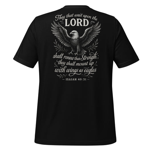 Wings as Eagles T-Shirt – Isaiah 40:31 back print