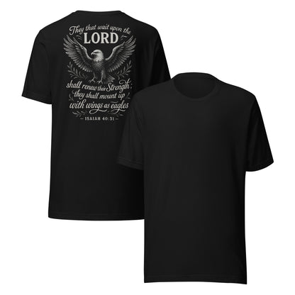 Wings as Eagles T-Shirt – Isaiah 40:31 back print