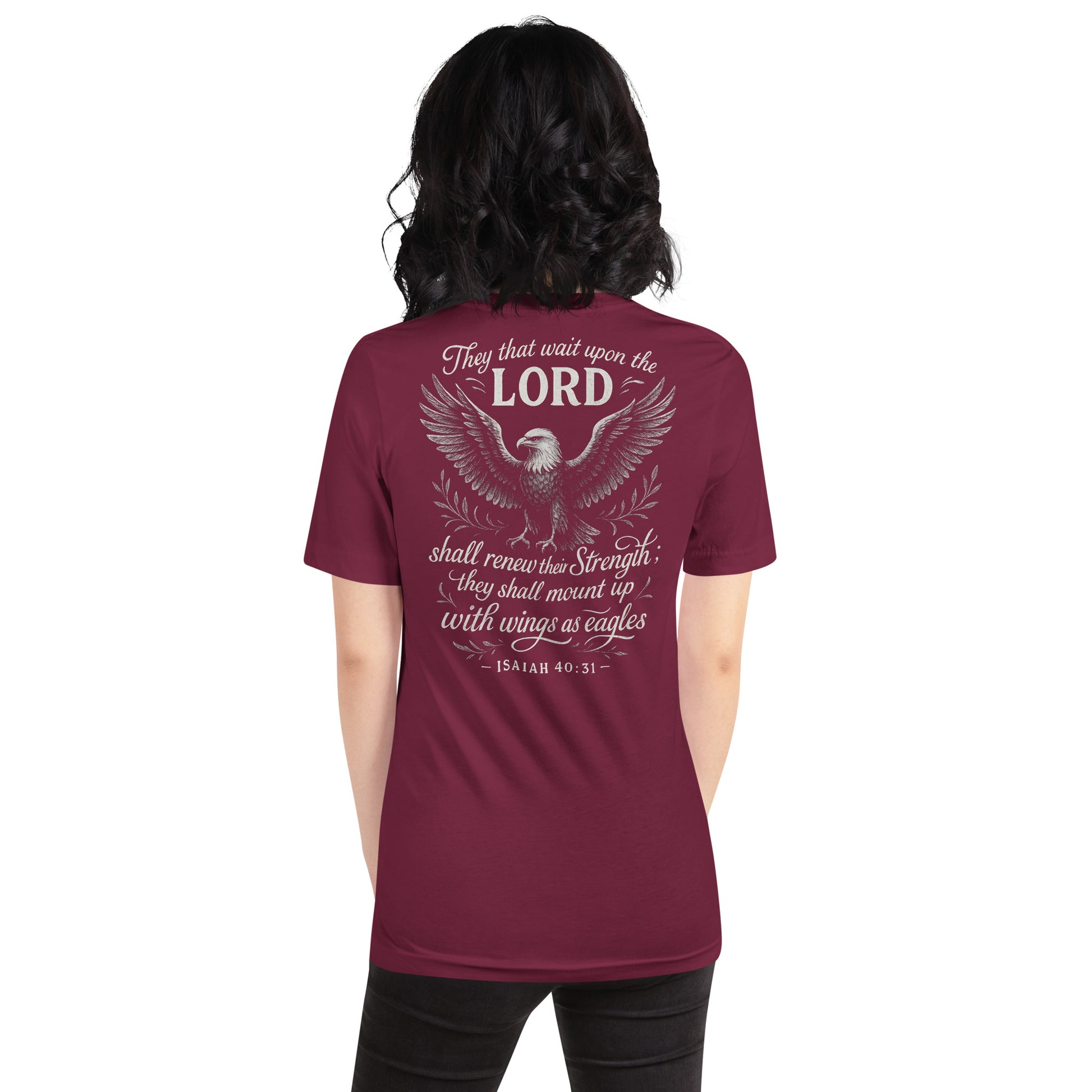 Wings as Eagles T-Shirt – Isaiah 40:31 back print