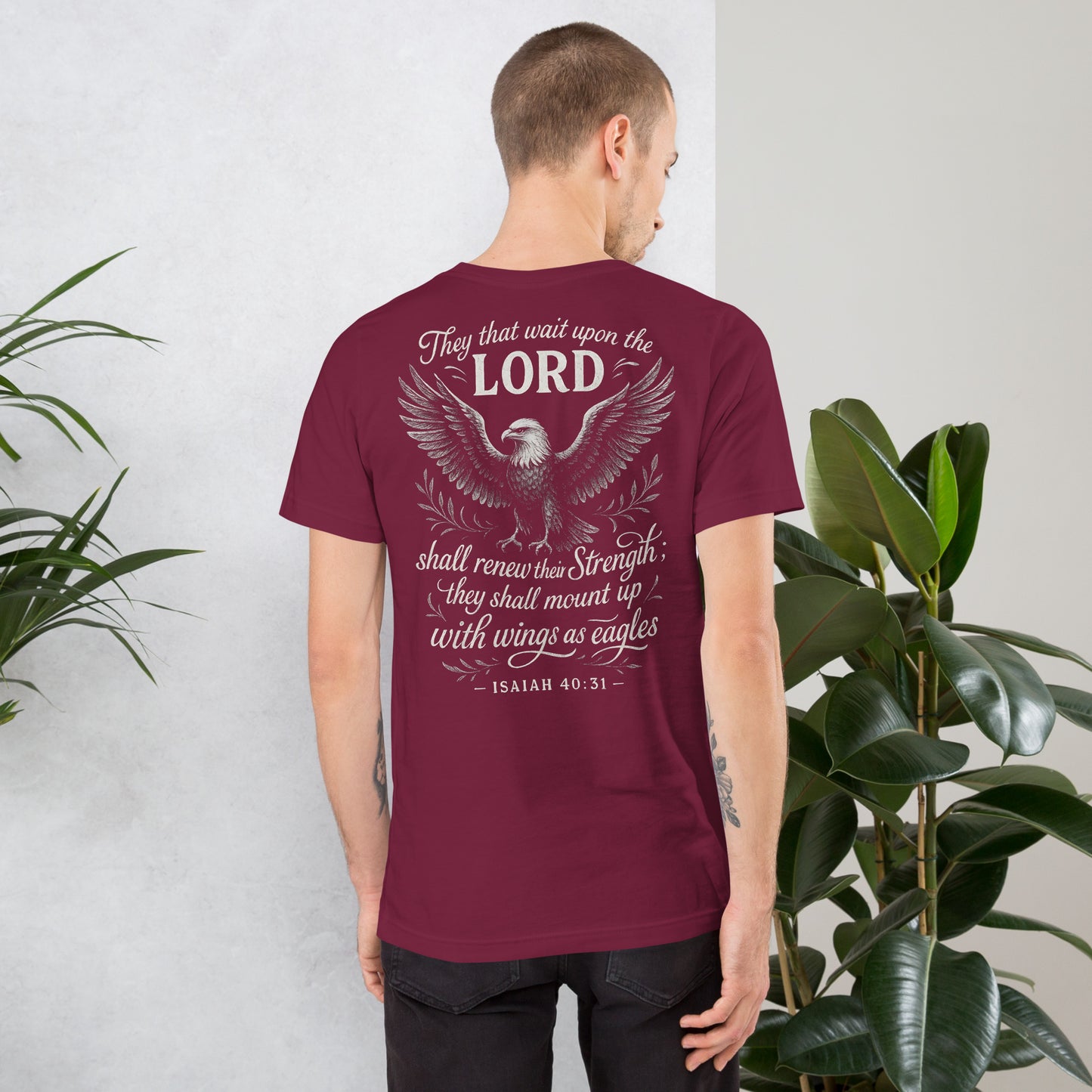 Wings as Eagles T-Shirt – Isaiah 40:31 back print
