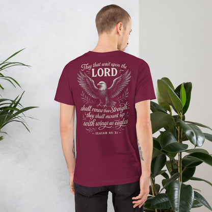 Wings as Eagles T-Shirt – Isaiah 40:31 back print