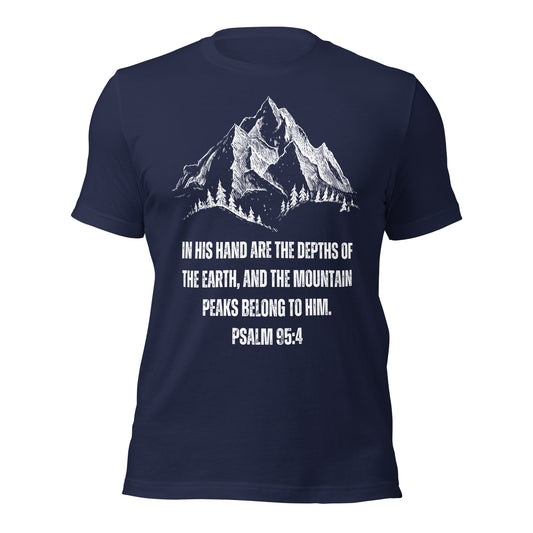 In Seiner Hand - Bibelvers Psalm 95,4 | Unisex-T-Shirt | 100 % Baumwolle