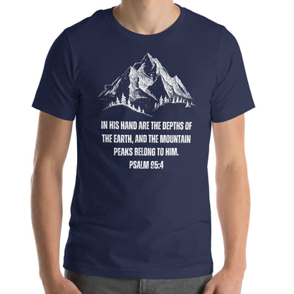 In Seiner Hand - Bibelvers Psalm 95,4 | Unisex-T-Shirt | 100 % Baumwolle