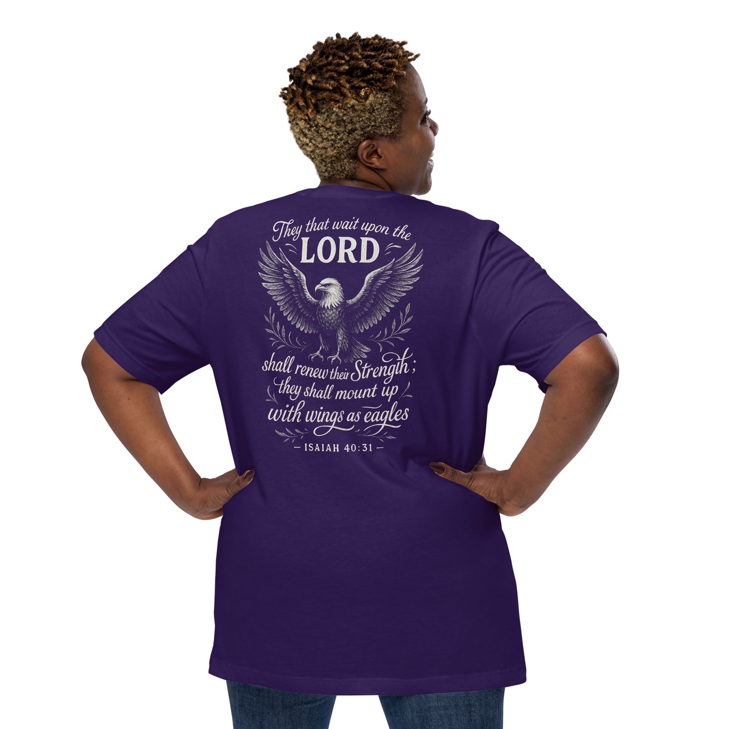 Wings as Eagles T-Shirt – Isaiah 40:31 back print