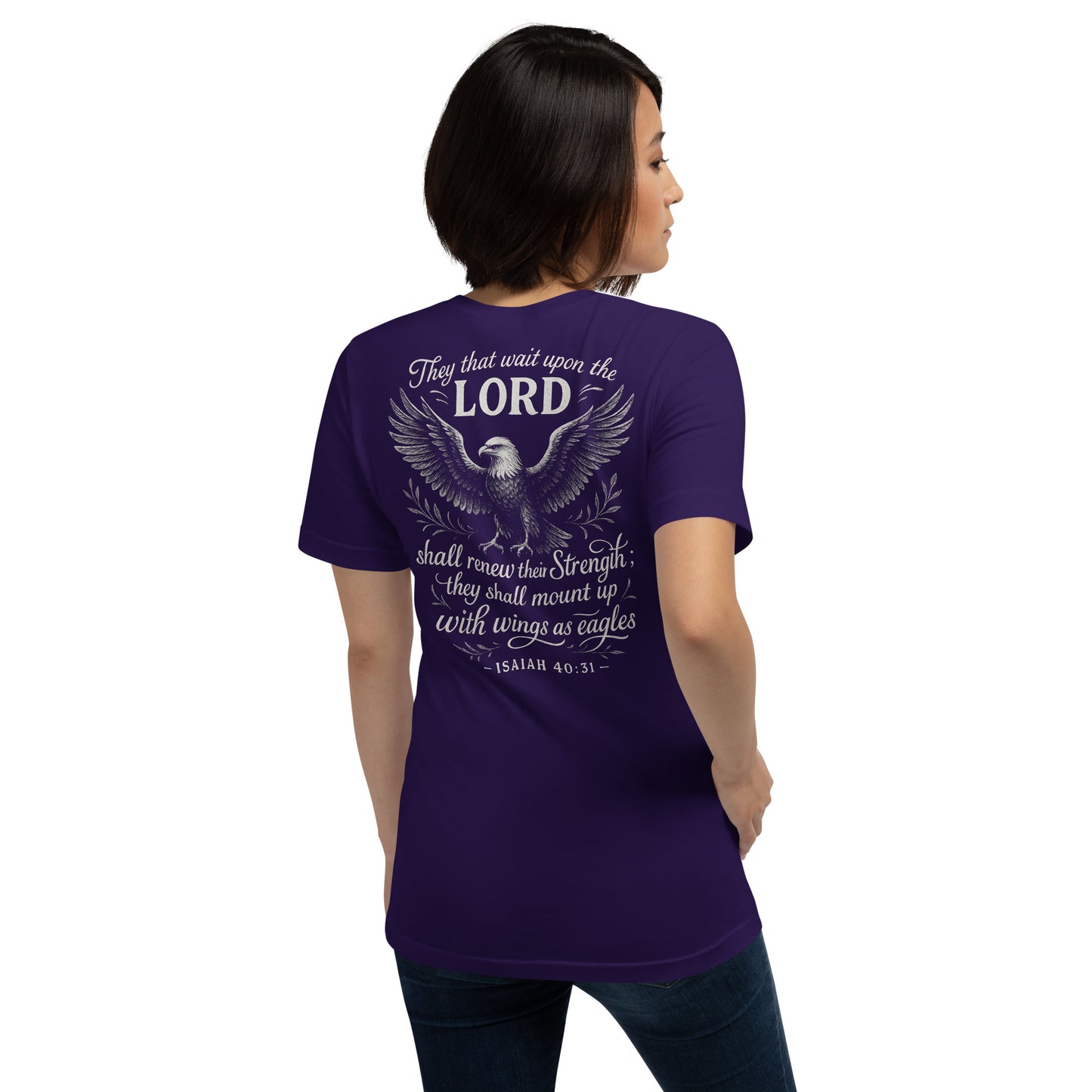 Wings as Eagles T-Shirt – Isaiah 40:31 back print