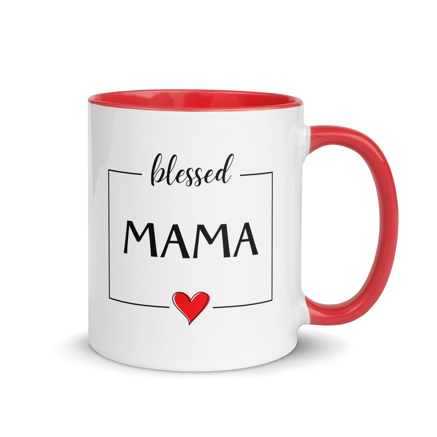 Blessed Mama - Keramiktasse | Innenfarbe in rot - Geschenk für eine Mutter